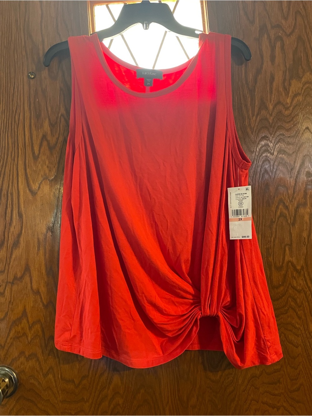 Karen Kane Red Twist-Hem Sleeveless Tank